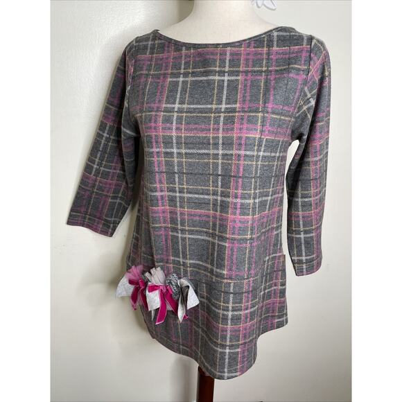 MAMATAYOE size M Flannel Tunic 3/4 Sleeves Designed in Spain Made in Portugal - Picture 13 of 15